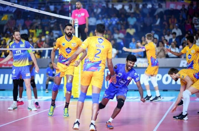 Chennai defeat Kochi to enter Pro Volleyball League final Chennai Spartans Kochi Blue Spikers